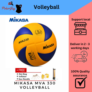 (SG) Original Mikasa volleyball MVA330 Genuine PU Official Size 5 Volleyball Ball (comes with pump,pin,net)