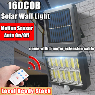 Auto ON/OFF Solar Light Outdoor 160COB 3 Modes Lighting Wall Light Solar Motion Sensor Light With 5M Extension Cable