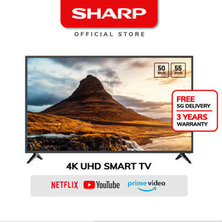 SHARP 50” 55” 4K UHD Smart TV | Netflix, Youtube, Prime Video & Browser | 3 Years Warranty