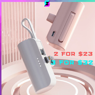 Z Tech 5000mAh 2-IN-1 Power bank Fast Charging Powerbank No Need Charging Cable Battery Bank Portable Charger