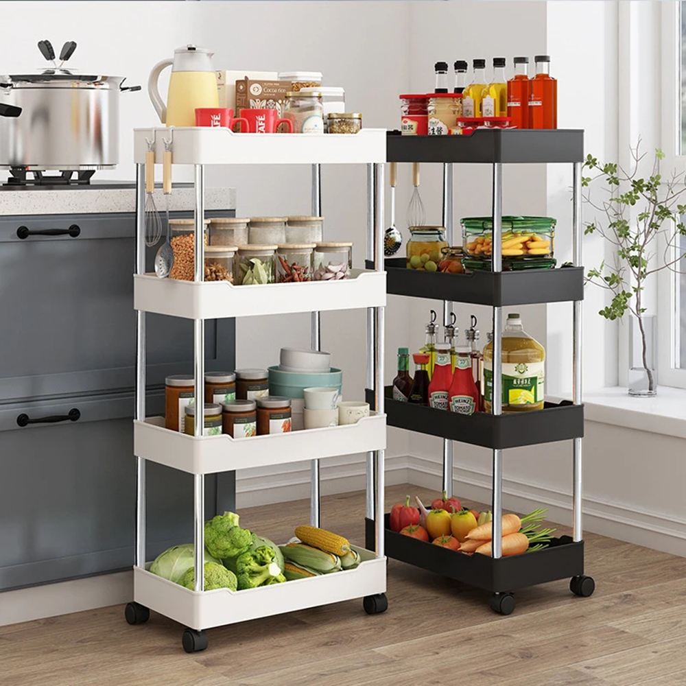 【SG Ready Stock】Removable Kitchen Trolley Shelf with Wheels Storage Racks