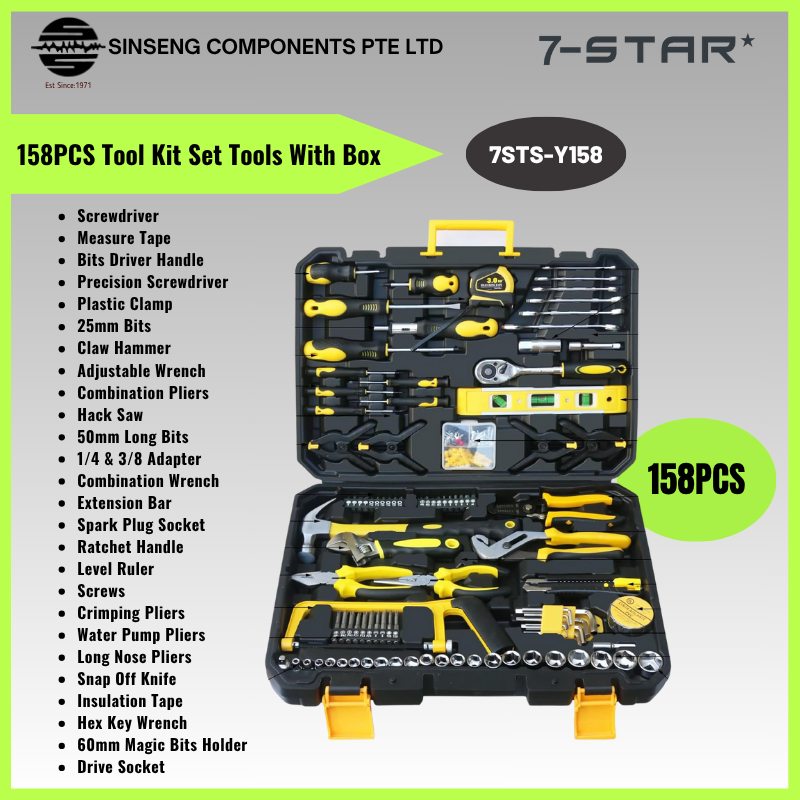 7-STAR* 158PCS Tools Kit Hand Tool Set Household Repair Tools with Screwdrivers, Sockets, Pliers, Knife | 7STS-Y158