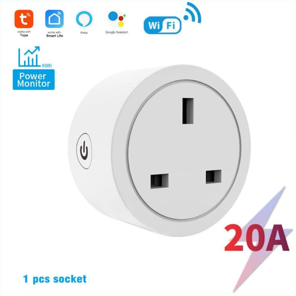 ✅ Tuya Smart Plug SG -20A Heavy Duty, Alexa/GoogleControl, Energy Monitor,Voice Control&Energy Saver
