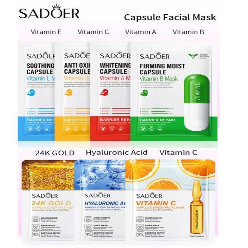 {SG Seller} Sadoer Plant and Fruit Facial Mask SADOER Capsule Vitamin Facial Mask AMPOULE Serum Facial Mask Eye Mask XXX