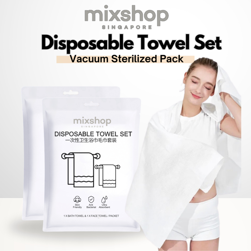 mixshop Disposable Bath and Face Towel for Travel and Sports use, Vacuum Sterilized, Holiday, Hotel