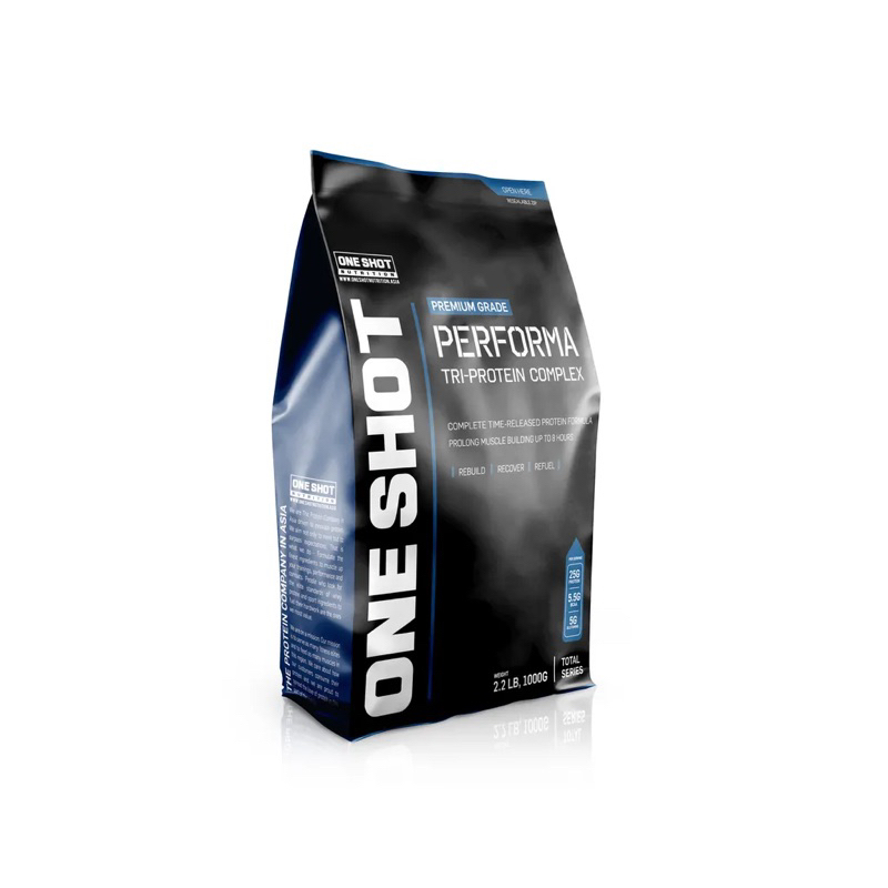 Whey Protein Performa 1kg (Halal)- One Shot Nutrition PERFORMA Tri-Protein Complex Packed with 25g Protein per Serving