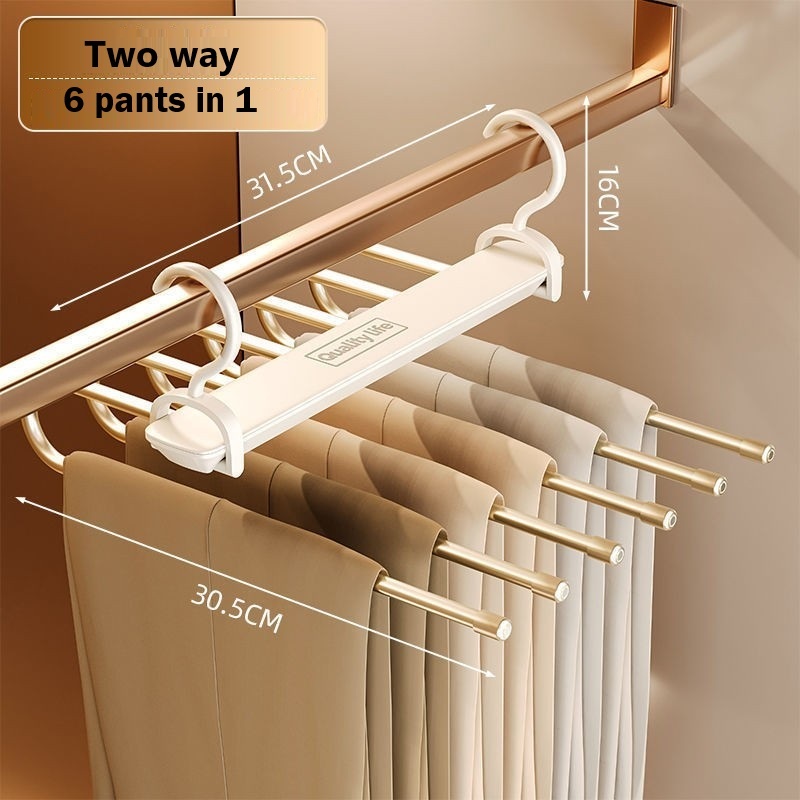 6in1 two way pants haner / 3pcs Stainless steel Pants Hanger set / Clothes Hanger / Multi-layer Hanger Space Saver