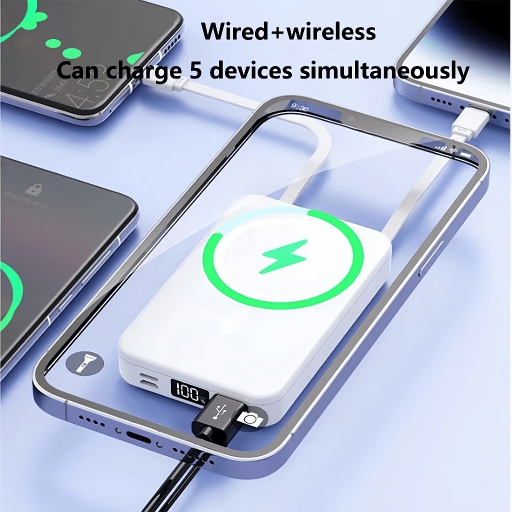 Magnetic Wireless Powerbank Sufficient Capacity 10000Mah With Phone