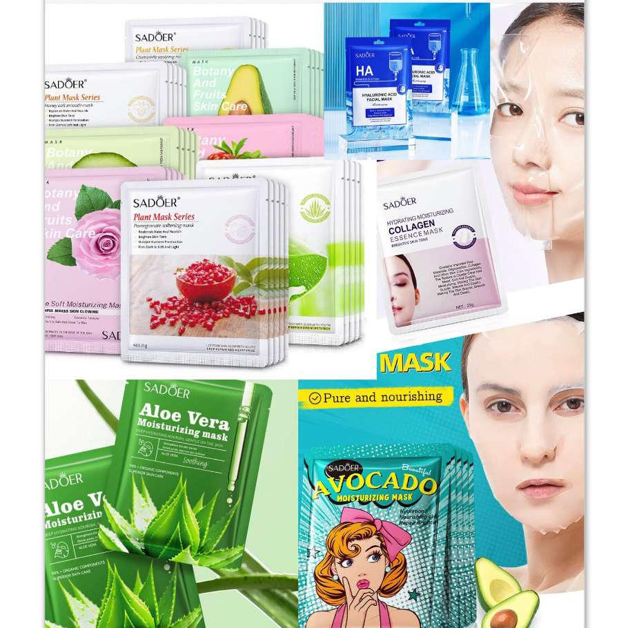 【Local Ready Stock】 Facial Sheet Mask | Facial Mask | SADOER | Hydration | Moisturizer | Plant Mask Series | Daily Use|