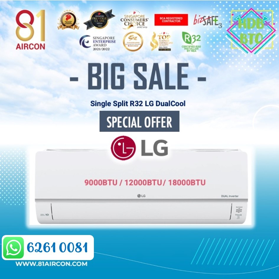81 Aircon【LG】System 1 / Single Split Aircon R32