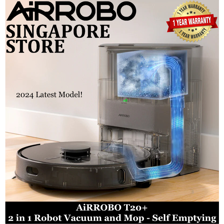 (Official Store) AIRROBO T20+ 2 in 1 Lidar Robot Vacuum and Mop with Self Emptying