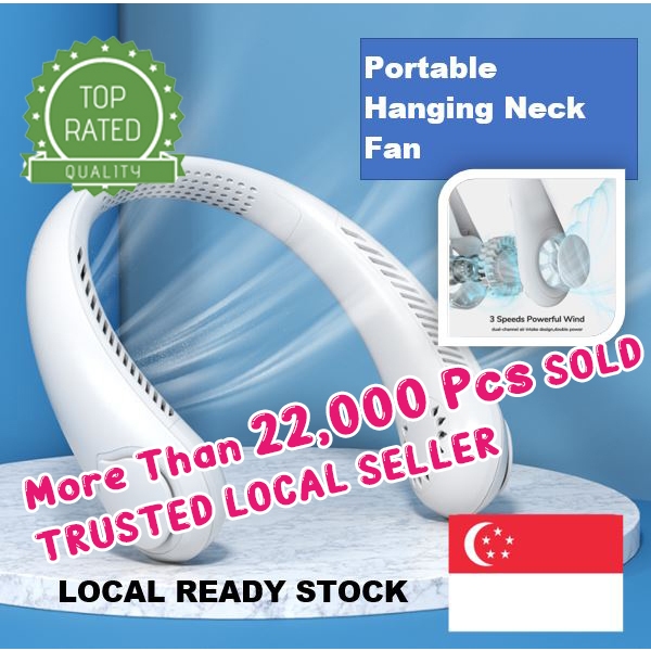 [SG SELLER ] Leafless Fan USB Rechargeable Portable Outdoor Hanging Neck Fan Quality Strong Wind