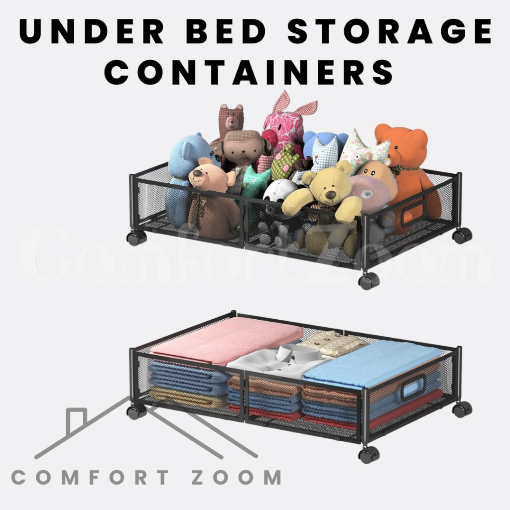 Under Bed Storage Containers with Wheels, Shoe Storage Organizer Drawer, Clothes Storage, Toy Storage