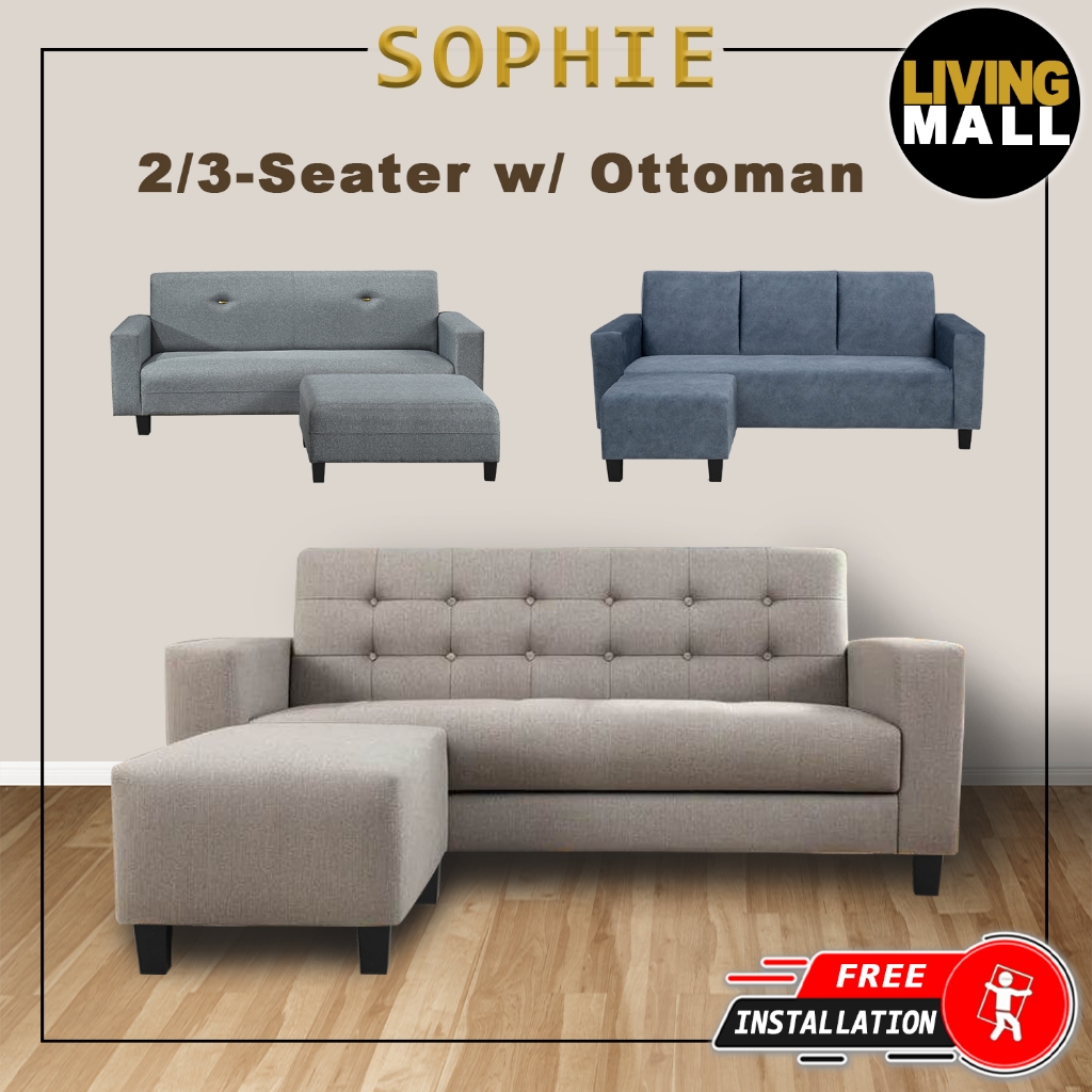 Living Mall Sophie Series 2-Seater 3-Seater Sofa with Ottoman with Pet-Friendly Color Options