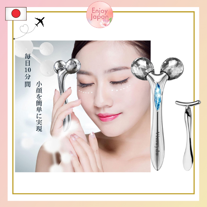 1251 Vimaydo Facial Roller, Y-Shaped Beauty Roller, Massage Roller, Small Face Roller, Facial Beauty Device for Face and Body, 3D, No Charging Required, Waterproof, Microcurrent, Weak Current, Facial Beauty Device, Unisex (Gift T-Shaped Eye Beauty) 2 Piec
