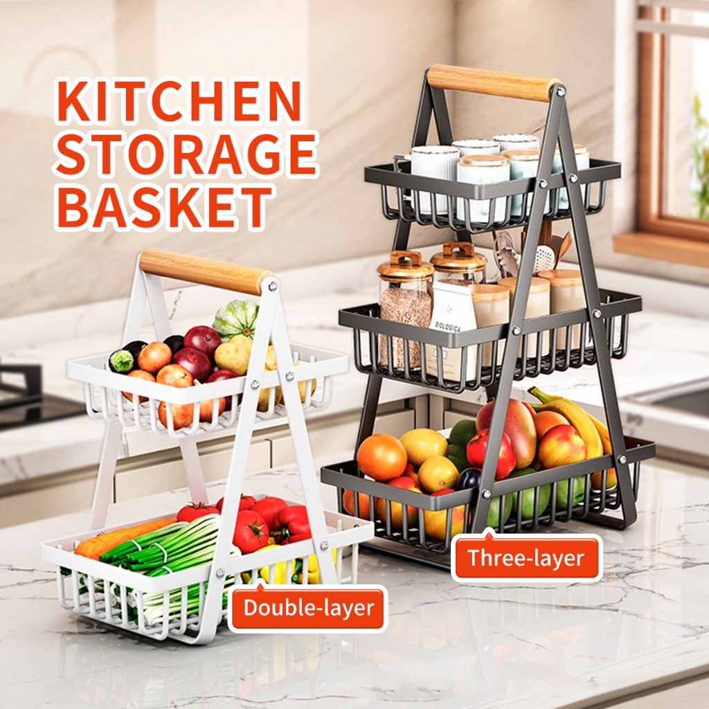 [SG Seller] Multi-purposed Storage Rack Fruit Basket Vegetable Snack Kitchen Seasoning Storage Rack Kitchen Organizer