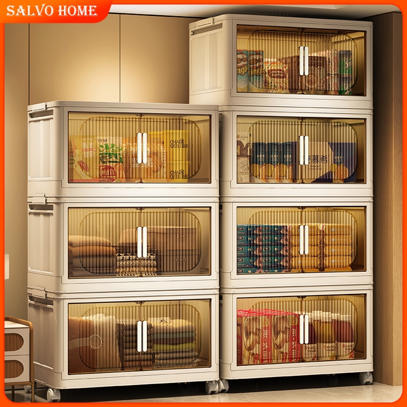 Salvo 3/4/5 Layers Foldable Storage Cabinet With Wheels 2 Doors Stackable Storage Box Clothes Storage Organizer 可折疊收納櫃