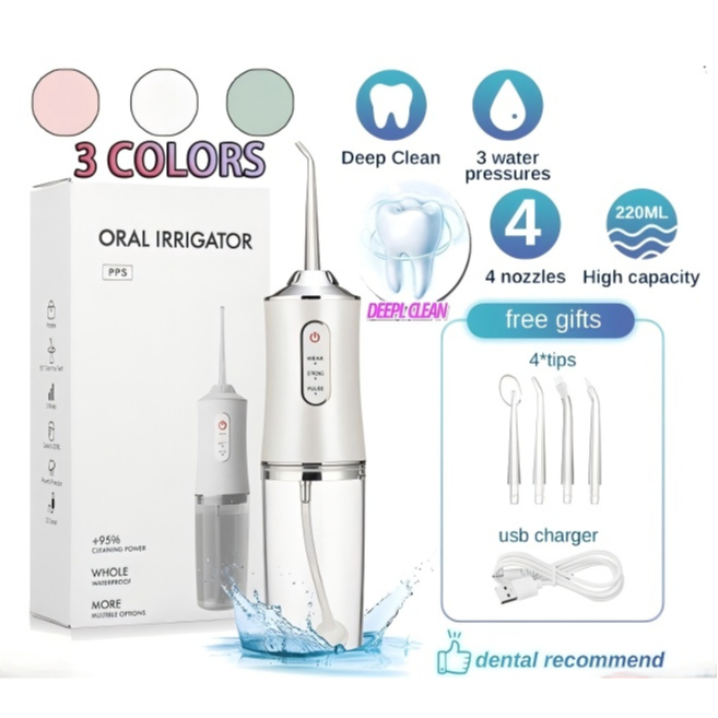 Dentist-Trusted Pro Oral Irrigator|Braces/Implants|3 Modes&5 Nozzles|Long-Lasting Batt|Travel SG