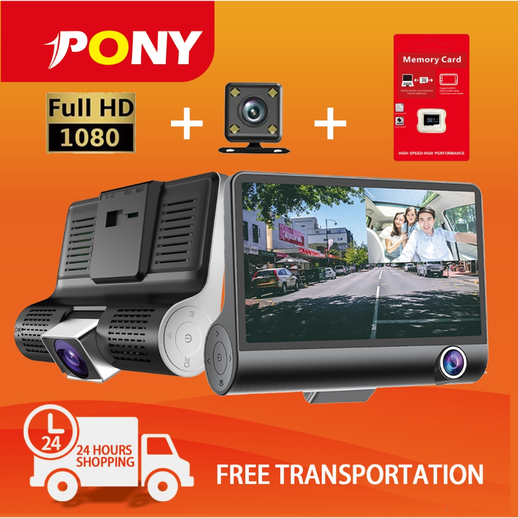 PONY dash cam car 1080P 3 Lens Car DVR Camera Lens HD Car Recorder DVR Dash Cam G-Sensor dashcam reverse camera gps