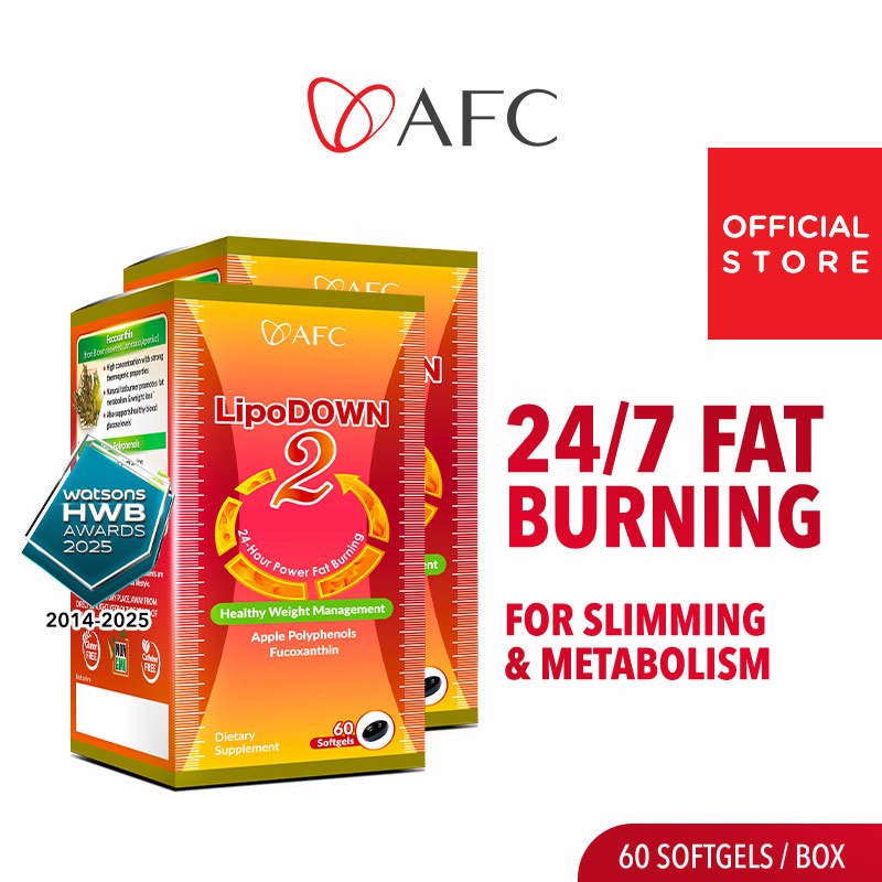 [2 Boxes] AFC LipoDOWN 2 Weight Loss Slimming Natural Calorie & Fat Burner Appetite Control Boost Metabolism