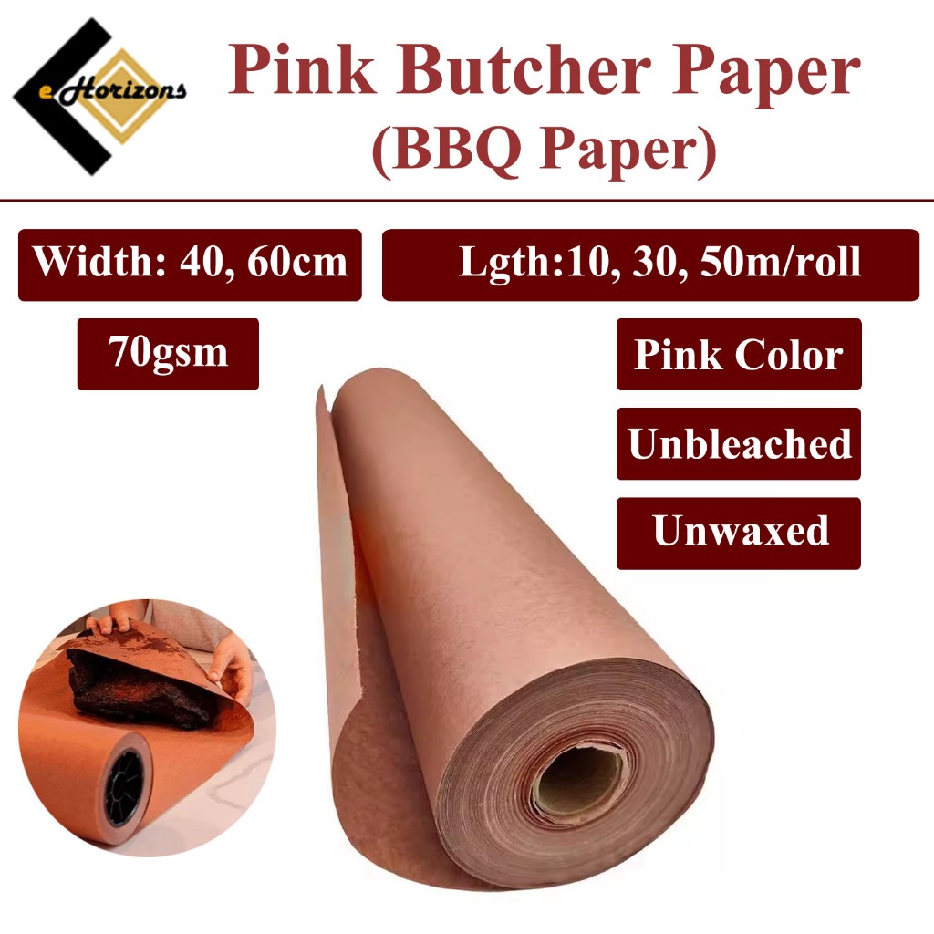 Pink Butcher Paper For Smoking Meat - 12x100 Feet Unwaxed BBQ Wrapping Paper For Brisket & Crawfish Boil
