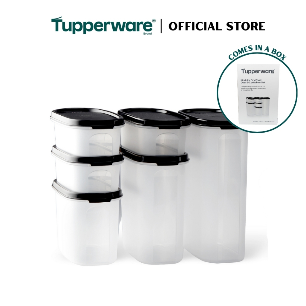 Tupperware Oval Modular Dry Food 6pcs Container Set (1x2.3L/1x1.7L/1X1.1L/3x500ml) TP0007