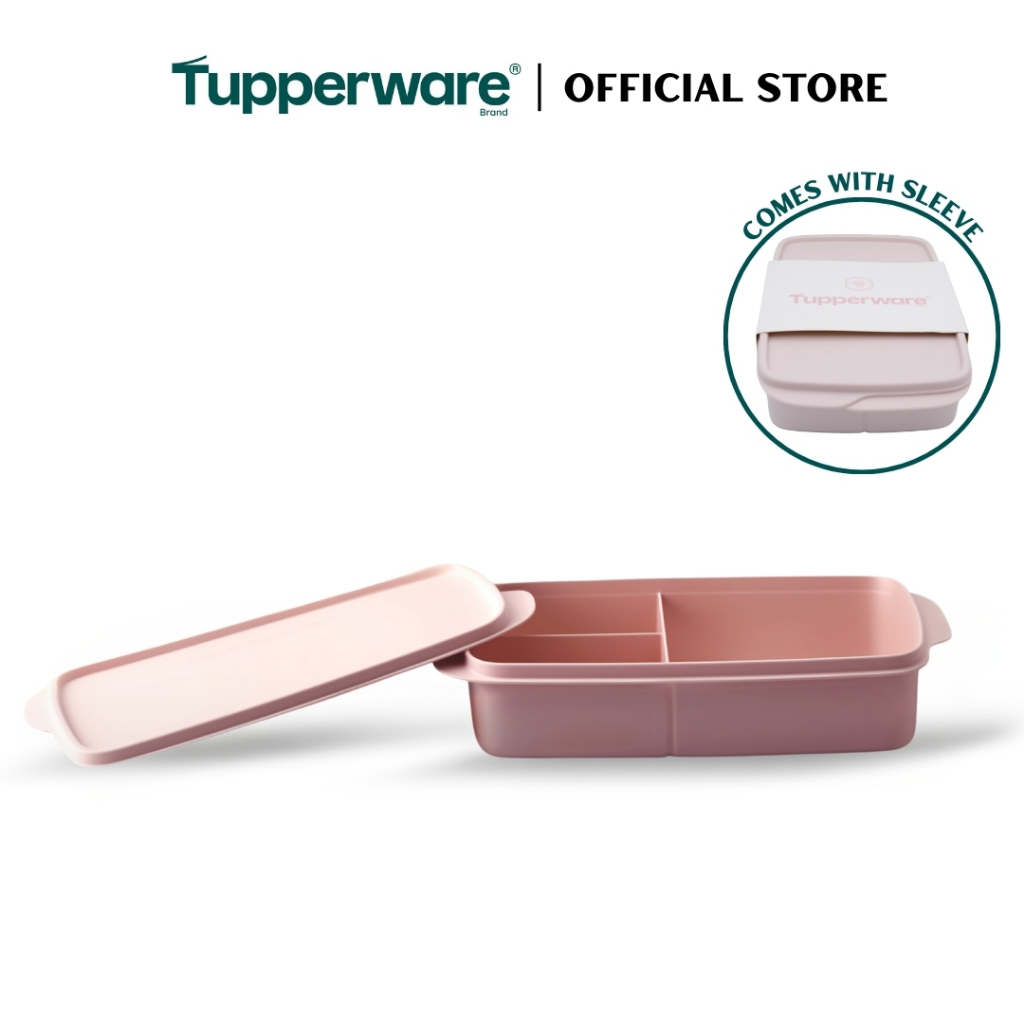 Tupperware Rectangular Divided Lunch Box (1L, Pink) TP0025
