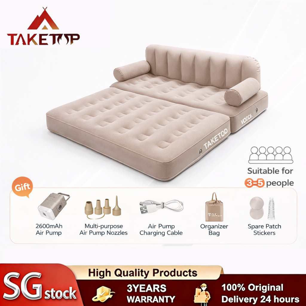 Free Pillow 5-Layer Inflatable Air Bed Portable Foldable Air Sofa Automatic Lazy Mattress CampingBed