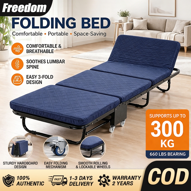 [SG Stock] High Density Memory Foam 3-Fold Bed Breathable Japanese Fabric Portable Nap Bed with Wheels for Office, Home