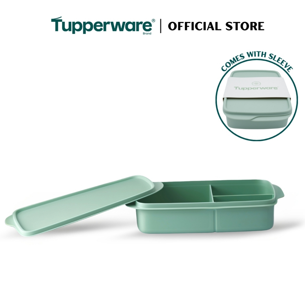 Tupperware Rectangular Divided Lunch Box (1L, Sage) TP0024