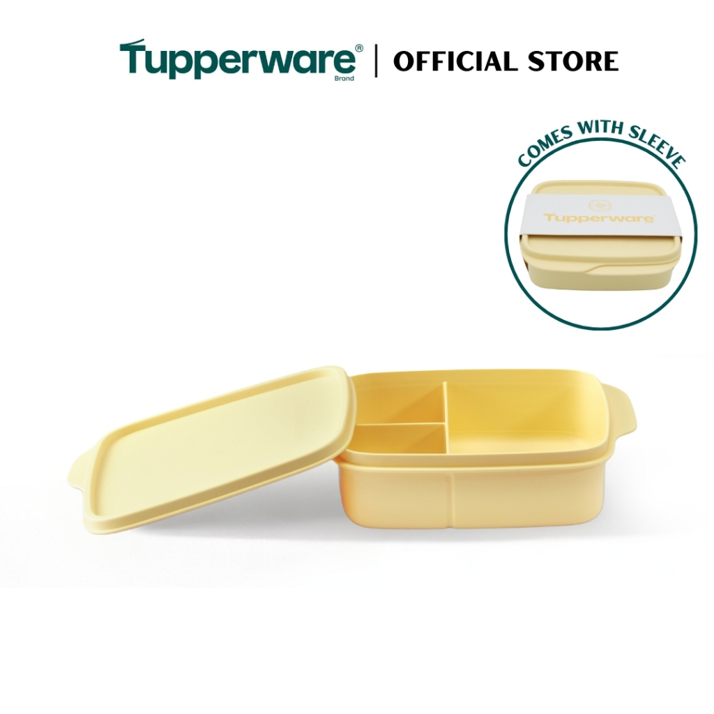 Tupperware Square Divided Lunch Box 550ml in yellow