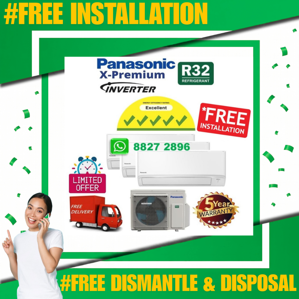 PANASONIC (WIFI) *X-PREMIUM* MULTI-SPLIT SYSTEM 3 AIRCON + FREE DISMANTLE & DISPOSE OLD AIRCON + FREE INSTALLATION