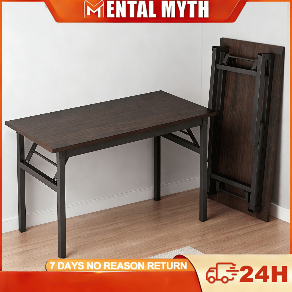 M&M Foldable Table Space Saving Study Desk Portable Folding Dining Table Small Room Office Restaurant Table No Assembly