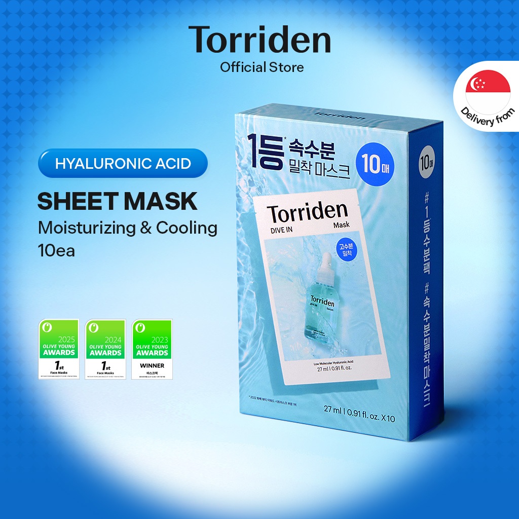 [Torriden Official] DIVE IN Low Molecular Hyaluronic Acid Facial Serum Sheet Mask, Moisture Sheets for daily use, 10ea