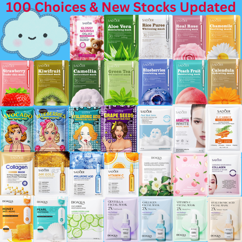 🇸🇬 SADOER BIOAQUA Plant Fruit Extract Facial Sheet Facial Mask Eye Mask Lip Mask Neck Mask