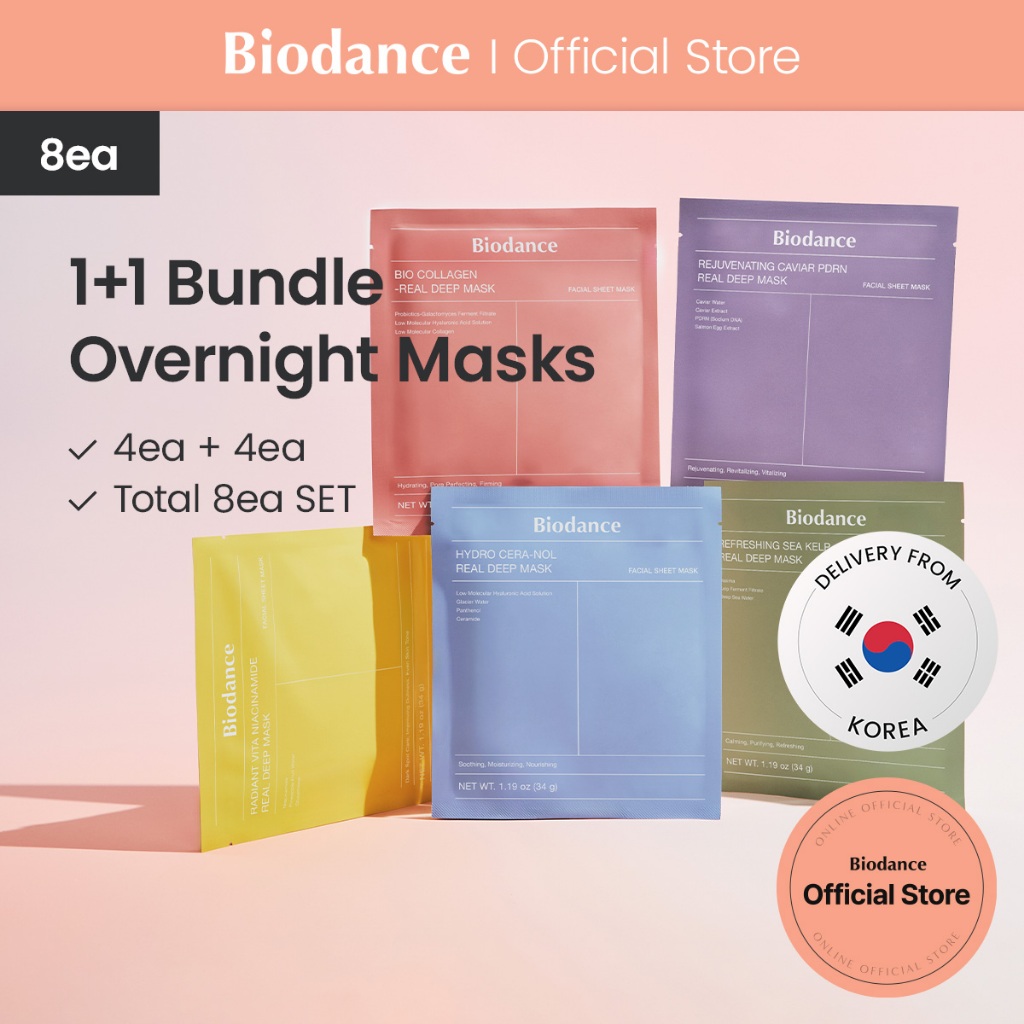 [Biodance Official] 1+1 Total 8ea SET | Selectable Real Deep Overnight Mask SET  |  Collagen & Cera-nol & Vita & Sea Kelp mask