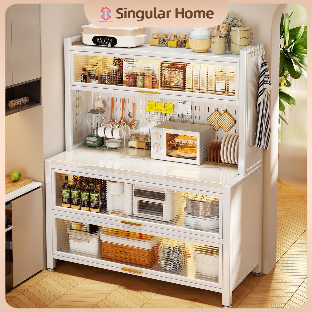 Kitchen Storage Cabinet Dustproof Carbon Steel Kitchen Enclosed Cabinet 100/120CM Multifunction Organizer 碳钢储物柜