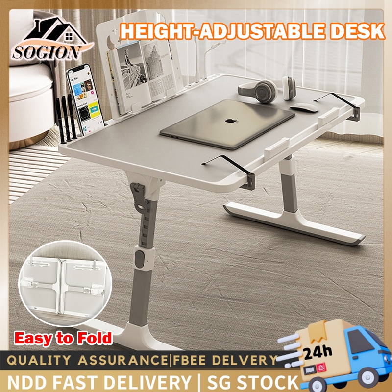 |SG STOCK| Foldable Lift Desk - Adjustable Study Table for Bedroom/Dorm/Bay Window | Space Saving Computer Desk