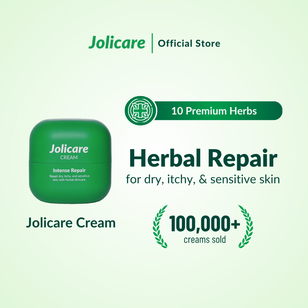 Jolicare Cream - Herbal Repair For Dry Itchy and Sensitive Skin | Baiki Kulit Kering, Gatal, dan Sensitif | Herbal Cream