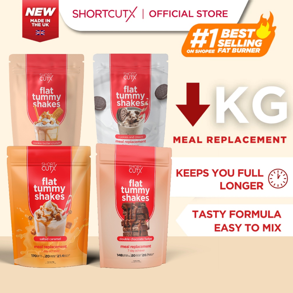 Shortcutx Flat Tummy Shakes Meal Replacement | Weight Loss Supplement for Slimming [7 Sachets]