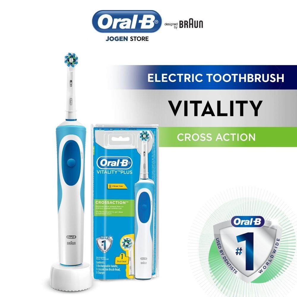Oral B Vitality Cross Action Rechargeable Electric Toothbrush Round Oscillation Cleaning
