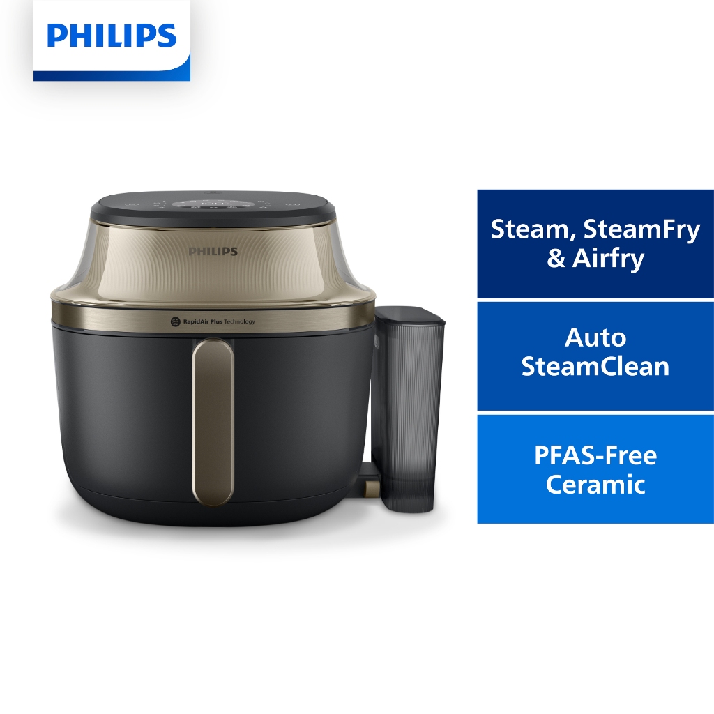 [NEW] Philips 3in1 Airfryer with Steam 5000s NA543/00 | Airfry, Steam, SteamFry | Auto Steam Clean | 7.2L
