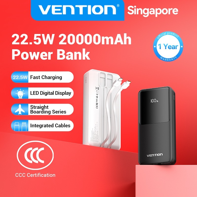【CCC] Vention | Remax Power Bank Fast charging digital display powerbank 20000mAh 10000mAh Portable Slim Charger 22.5W
