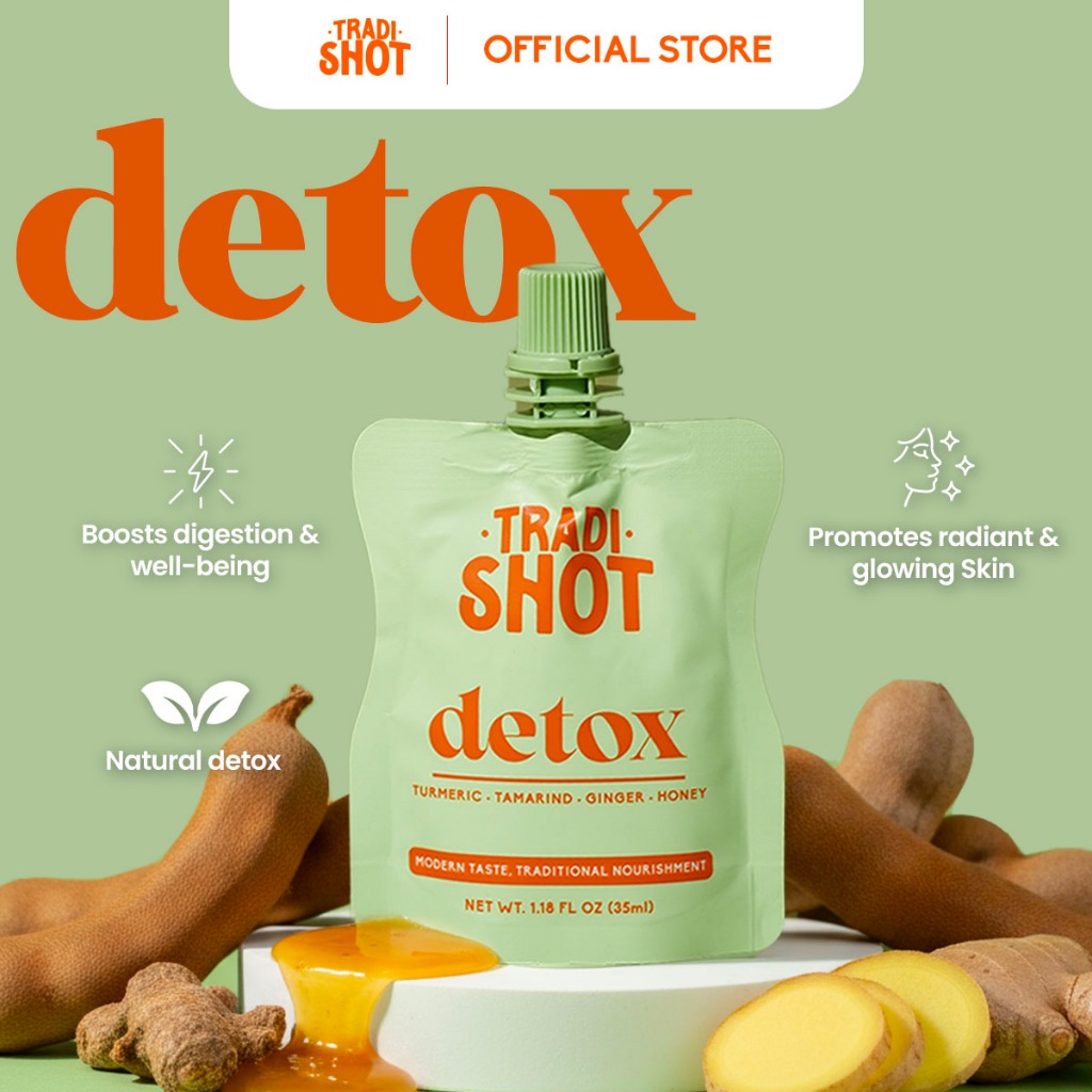 Tradishot Detox Juice • Traditional Modern Tasty Jamu • Natural Herbal Supplement  • Tumeric shot [7 x 35ml]