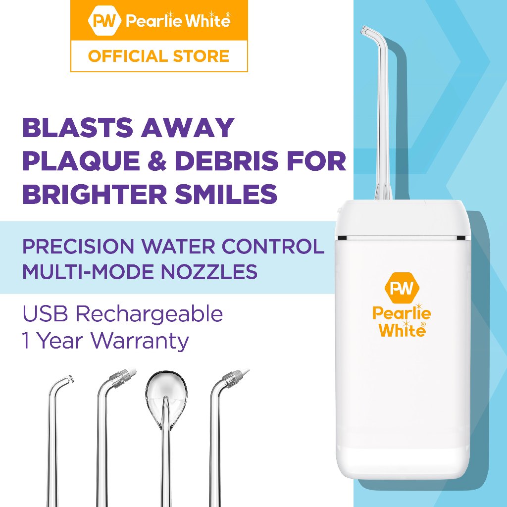 Pearlie White Portable Water Flosser - Compact, Portable, Waterproof, Rechargeable, Stain & Plaque Remover