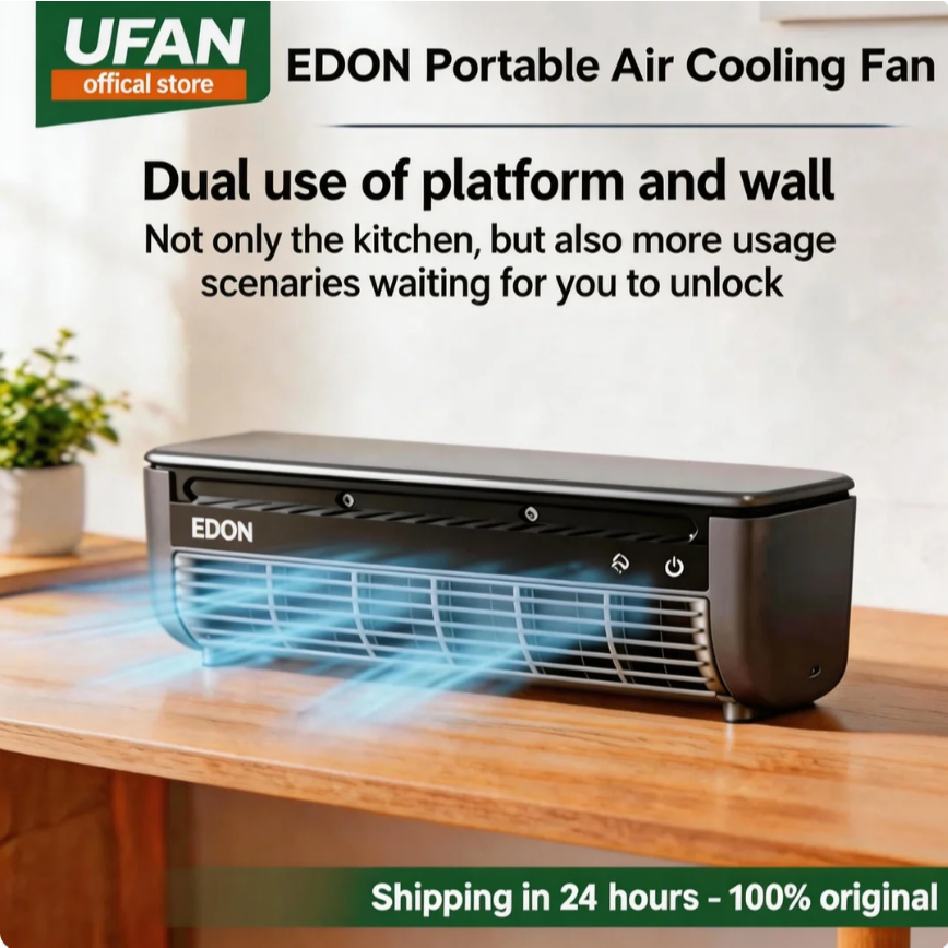 EDON Portable Air Cooler Fan Ice Mist Cooling Fan 6000mAh Rechargeable Mini Cooler Wall Mount Desk
