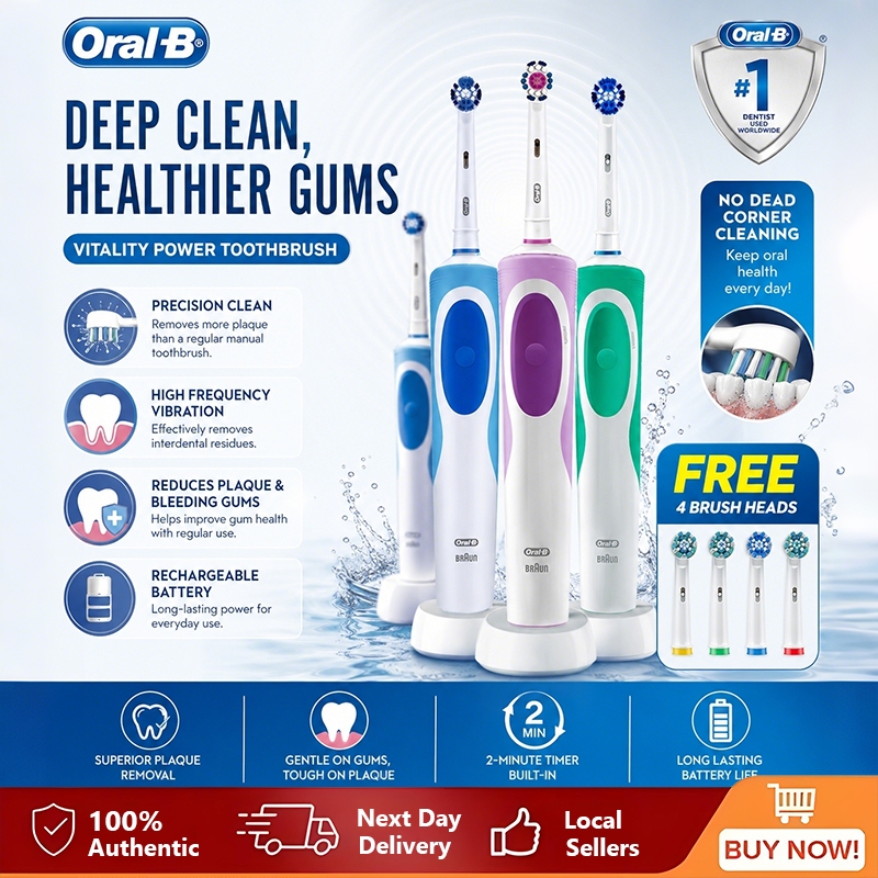 Oral B Rechargeable Rotary Toothbrush Double Brush Head Deep Clean Gum Care Teeth Brightening Home Hygiene Essential