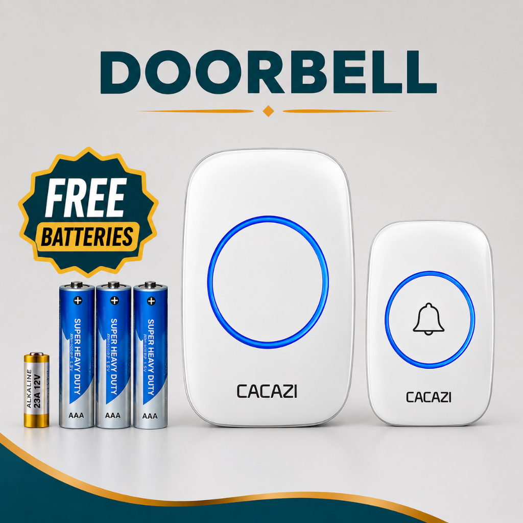 Wireless Doorbell Battery Powered Door Bell Waterproof LED Cacazi