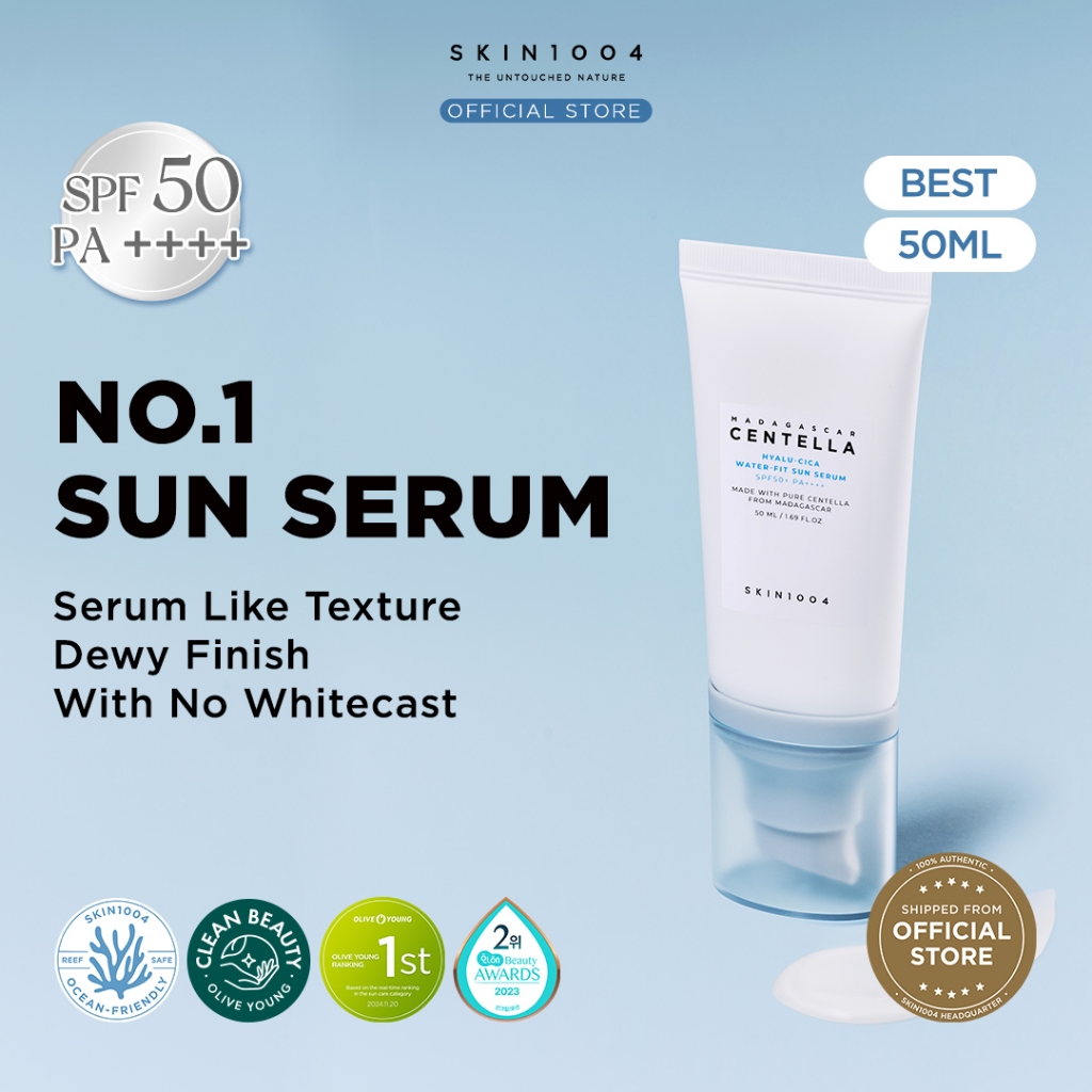 [BEST] SKIN1004 Madagascar Centella Hyalu-cica Water-Fit Sun Serum SPF50 PA++++, No White Cast, Long-lasting, Hydrating, Lightweight, for Daily Use | 50ml