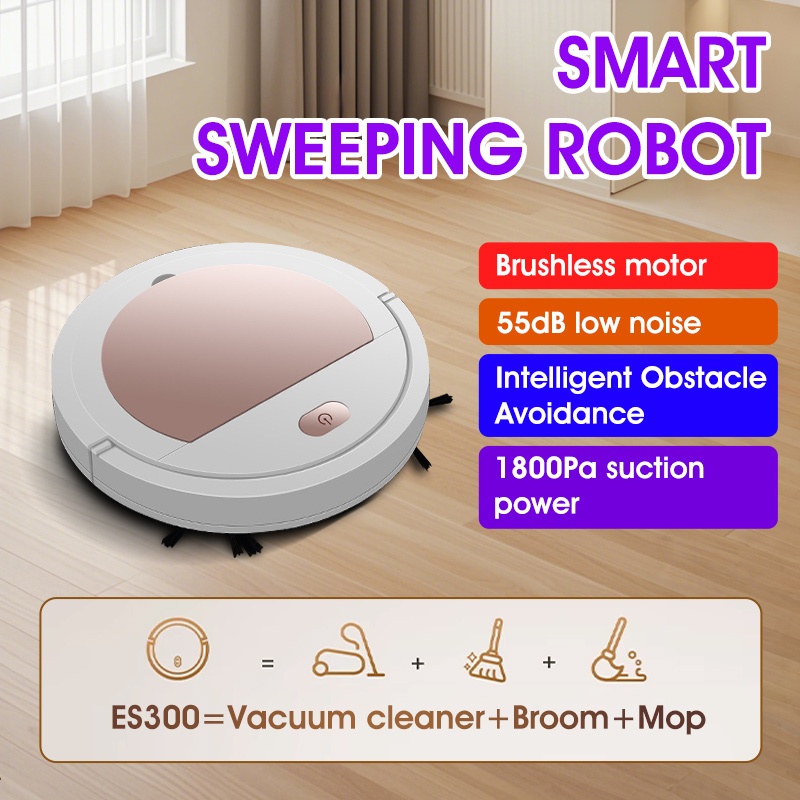 HXR 3-in-1 Smart Robot Vacuum Cleaner, 1800Pa Strong Suction, Low Noise Sweeping Moping Robot for Home Floor Cleaning